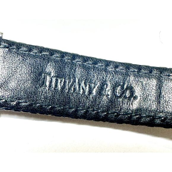 Tiffany Atlas Sterling Silver Ladies Watch Roman Numerals Lizard Strap Very Good - Picture 4 of 8